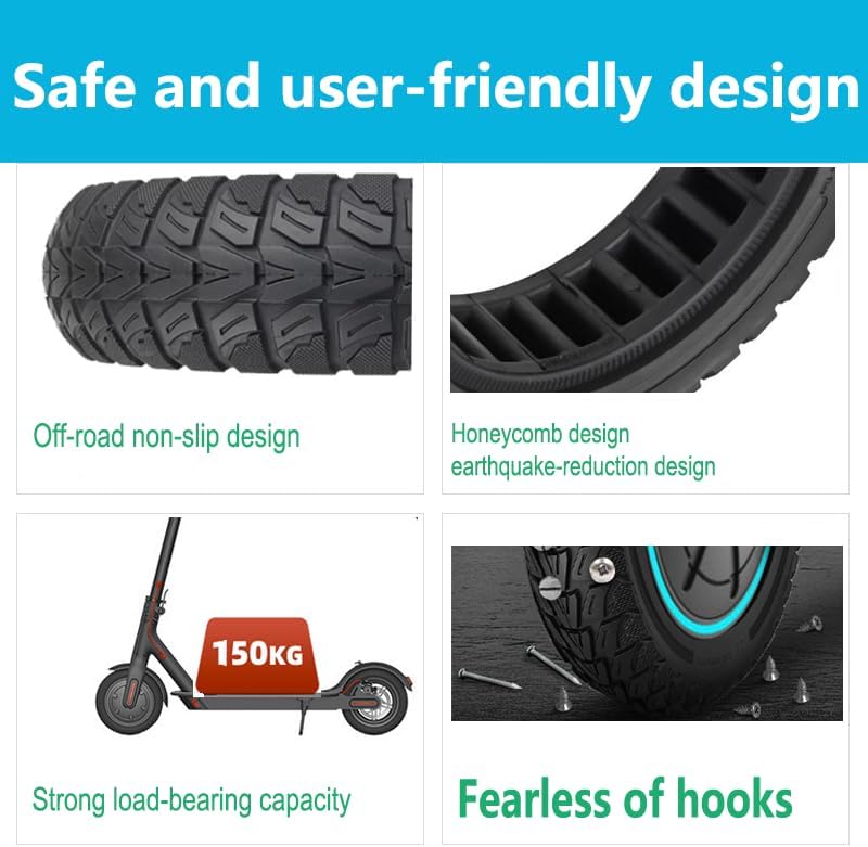 TOCBEUU 10X2.125 Inch Solid Tires for Electric Scooter, 50/75-6.1 Replacement Wheel, 10X2.125 Rubber Tyre for Gotrax G4/XR/VR& Turboant X7 MAX/Pro/M10& F25& Xiaomi M365/Pro/Pro 2/1S Black (1PCS) - Image 4